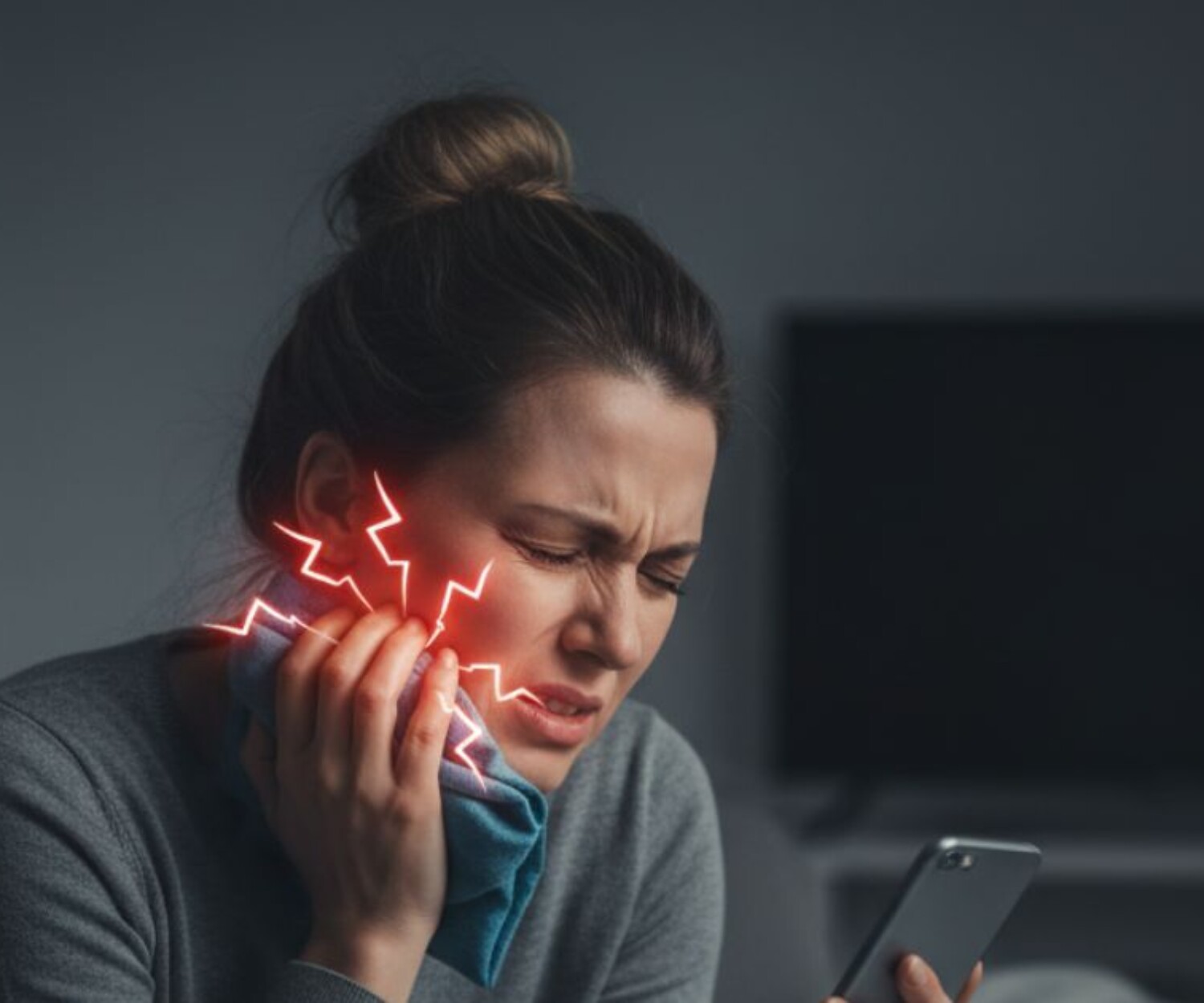 Female with severe toothache