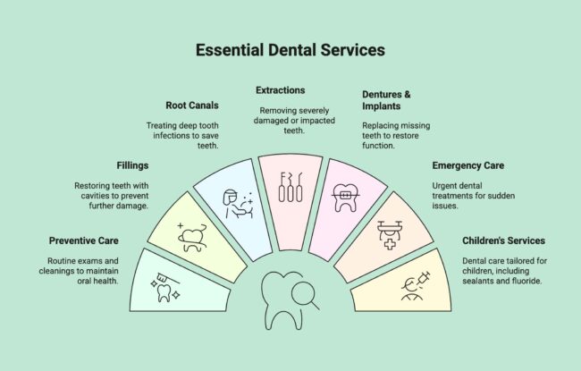Infographic showcasing important dental services everybody needs.