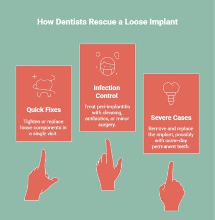 Infographic showin how denstists fix a loose implant