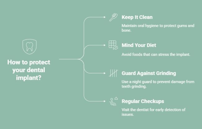 Infographic showing how to protect your dental implant