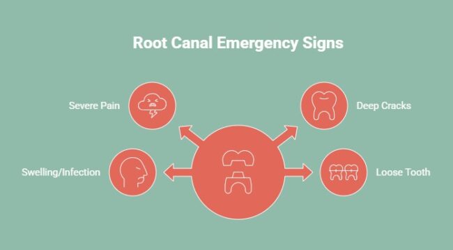 Infographic showing root canal emergency signs