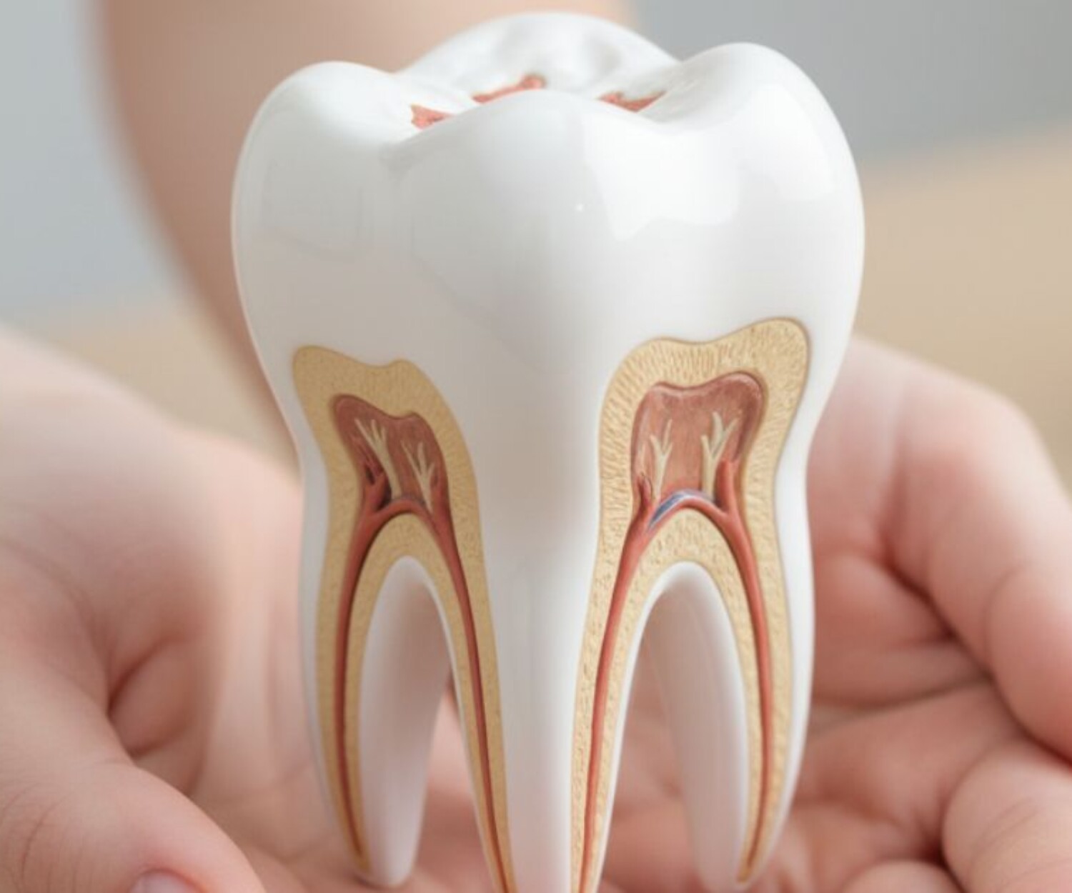 Tooth model in hands