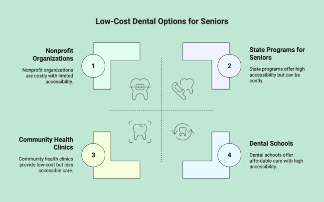Infographic showcasing low cost dental options for the elderly