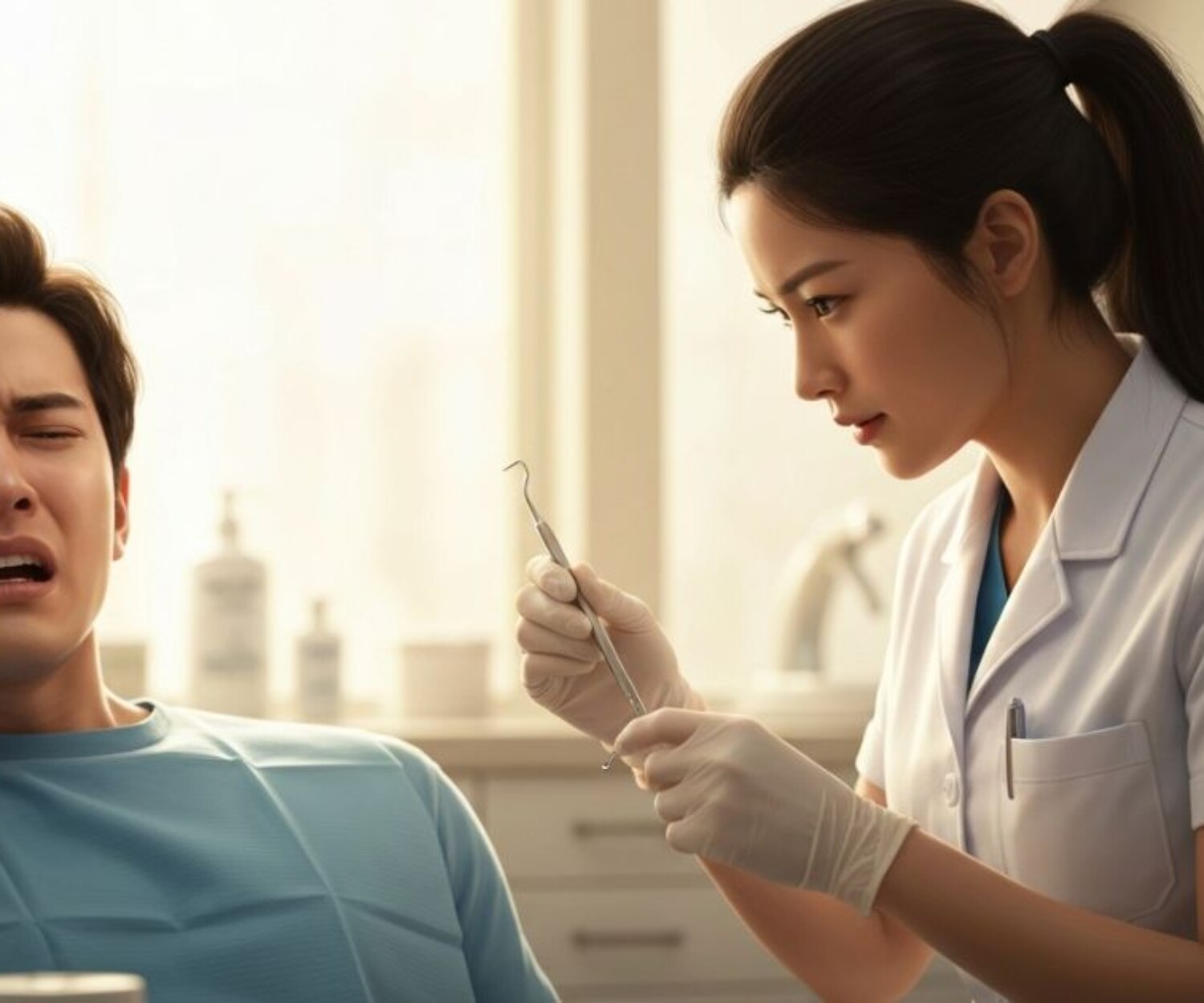 Dentist prepares for emergency extraction