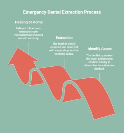 Infographic showing emergency dental extraction process