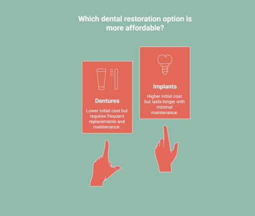 Infographic showing which dental restoration option is more affordable