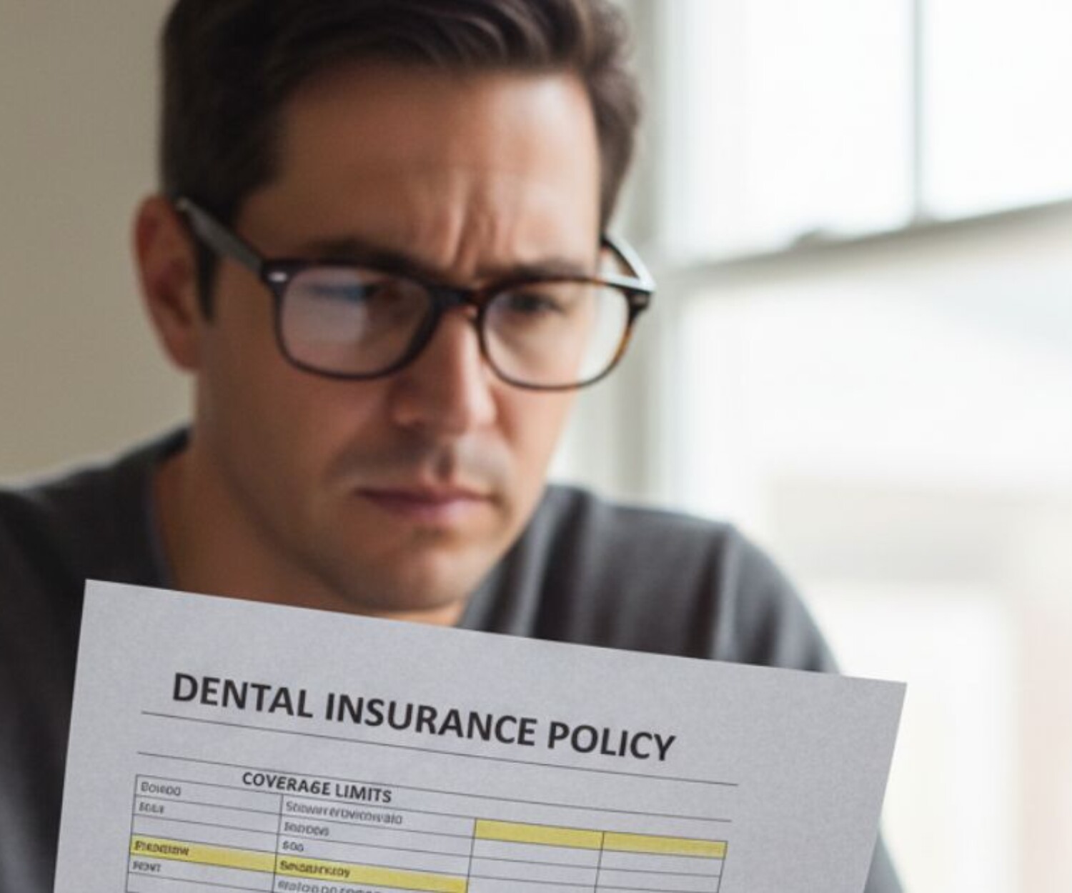 Man reading dental insurance
