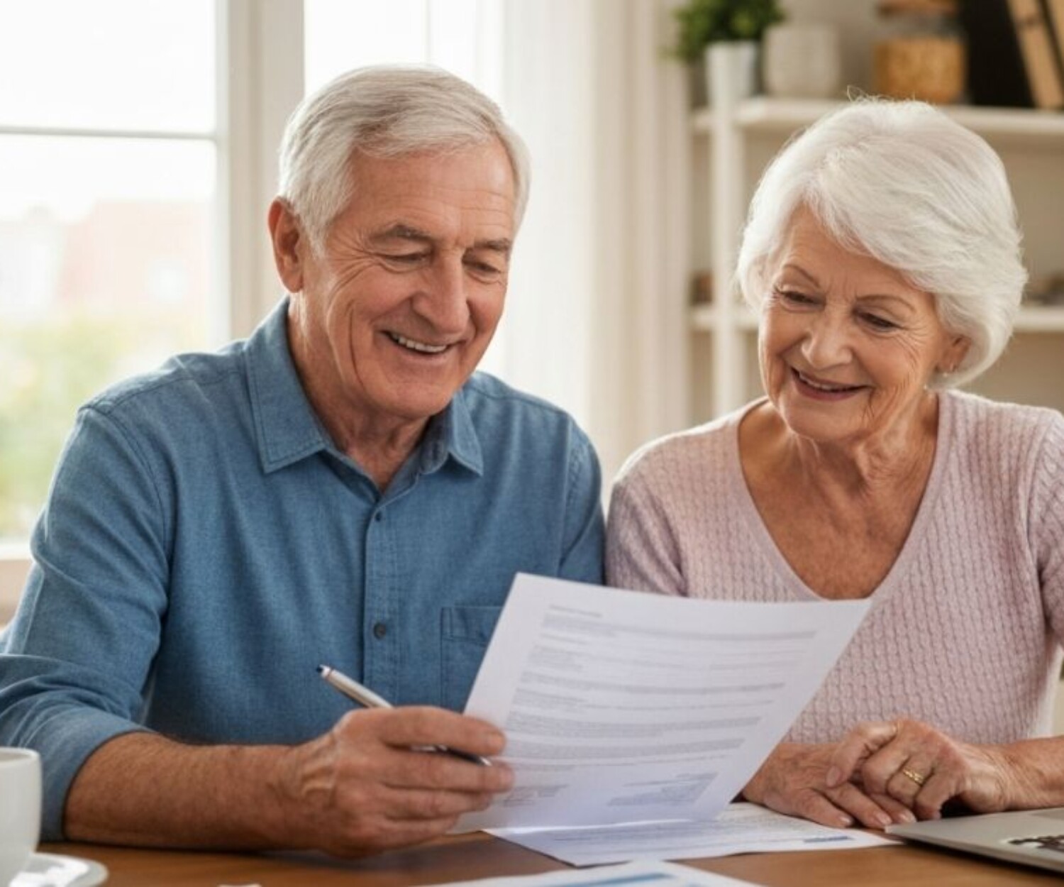 Senior couple reviewing dental insurance