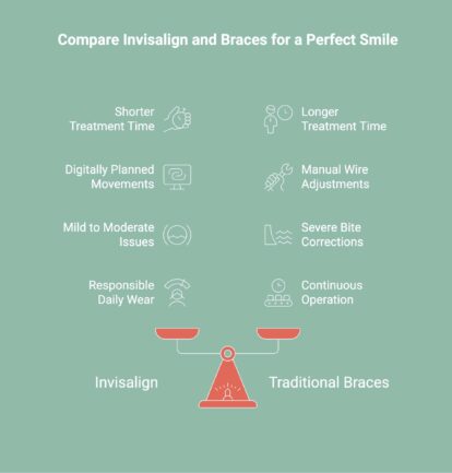 Infographic comparing invisalign vs braces