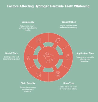Infographic showcasing factors affecting hydrogen peroxide teeth whitening