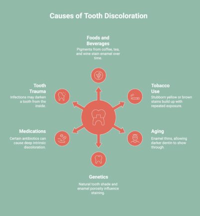infographic showcsing teeth discoloration reasons