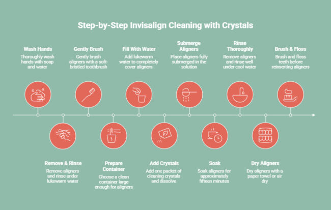 Infographic on How Do You Use Invisalign Cleaning Crystals Step by Step