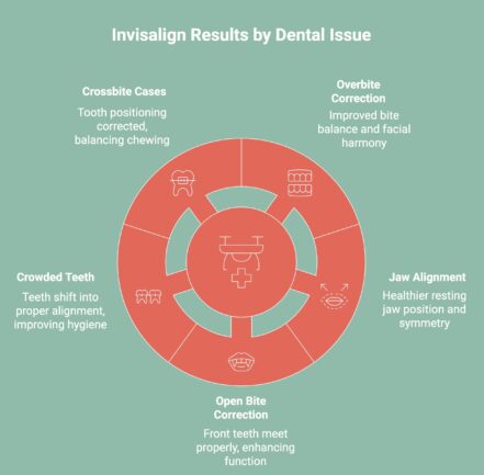 Infographic showcasing invisalign results for different dental issues