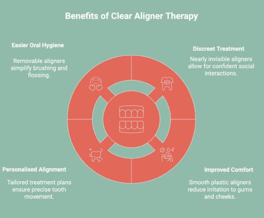 infographic showcasing the benefits of clear aligner therapy