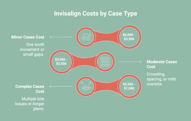 Infographic showcasing invisalign costs by case type