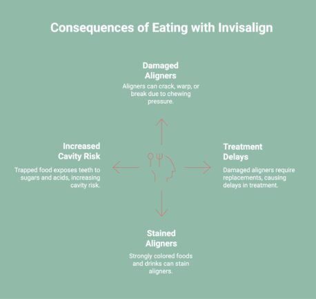 Infographic showcasing consequences of eating with invisalign