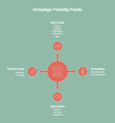 Infographic showcasing Invisalign friendly foods