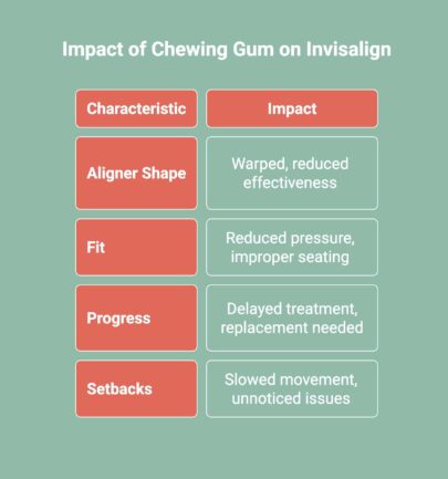 Infographic showcasing the impact of chewing gum on Invisalign