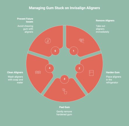 infographic showcasing How to Manage Gum Stuck on Invisalign