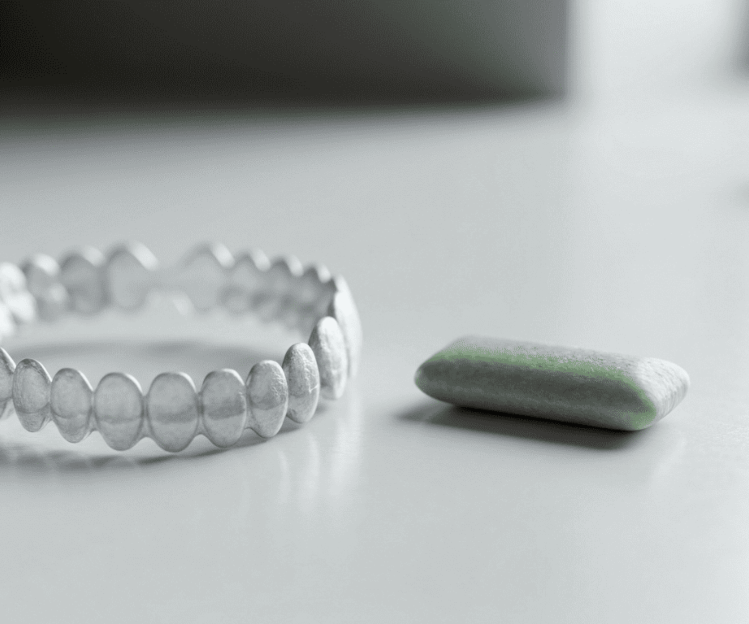 aligner and gum on desktop