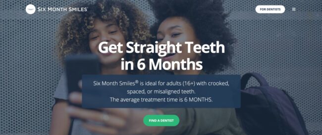 Screenshot of Six month smiles homepage