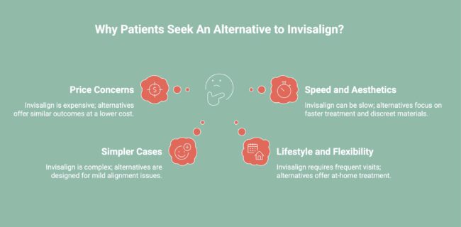 Infographic showcasing why some patients seek invisalign alternatives