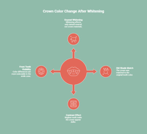 Infographic on Why Does a Crown Look Darker After Teeth Whitening