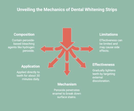 Infographic showcasing mechanics of dental whitening strips