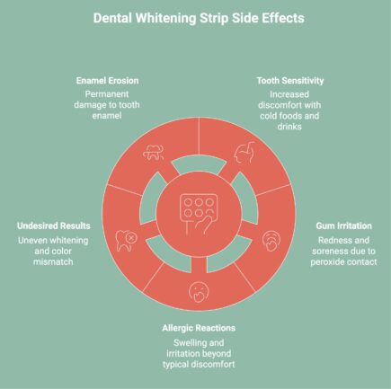 infographic showcasing common side effects of teeth whitening strips