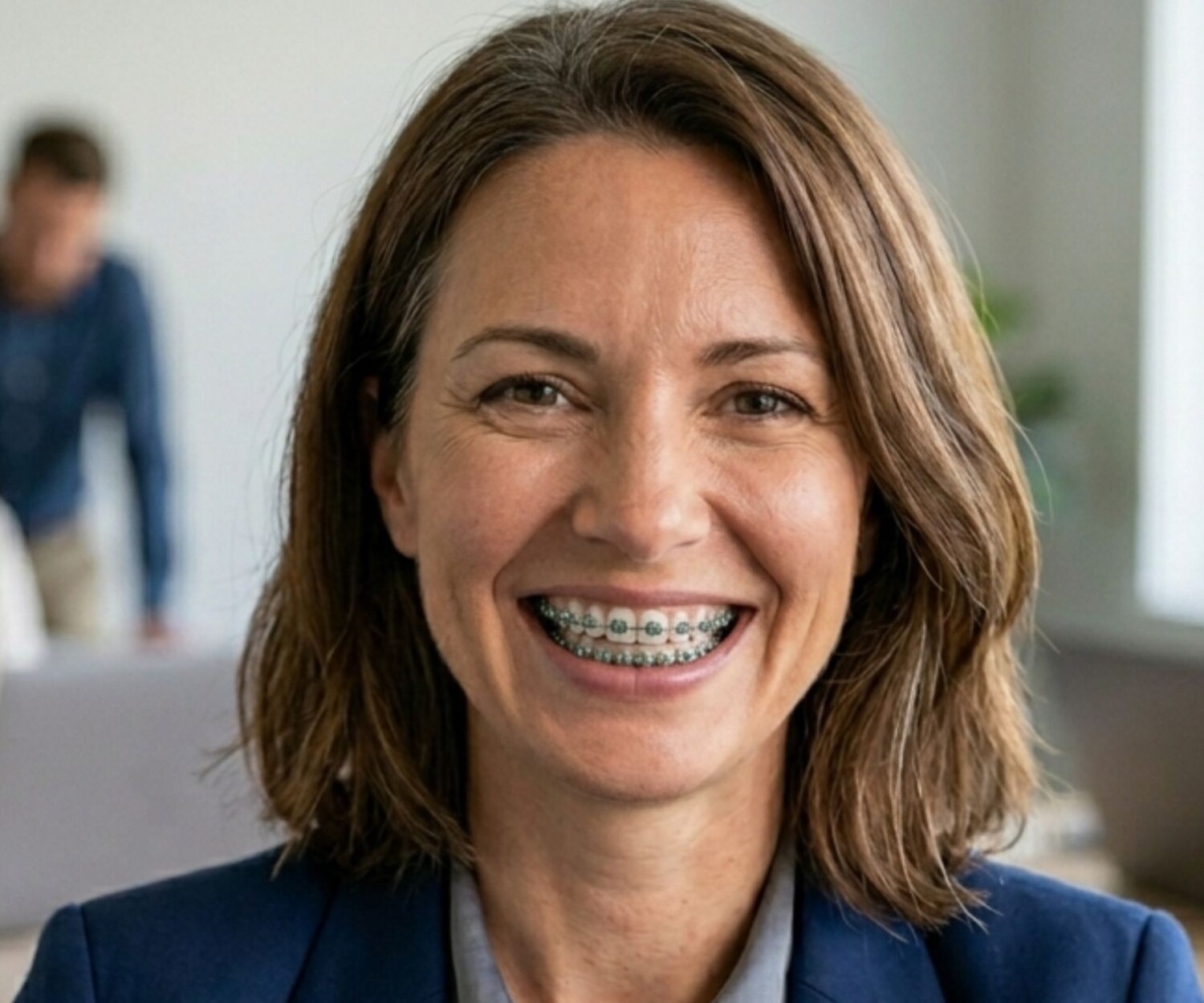Woman with metal braces