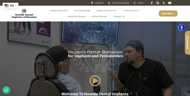Screenshot of NewMe Dental Implants of Houston home page