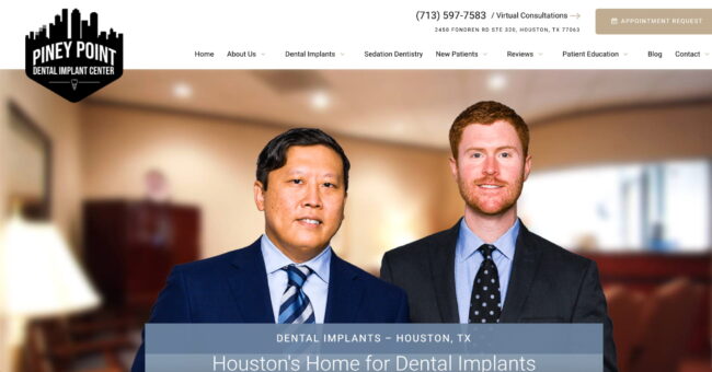 Screenshot of Piney Point Dental Implant Center home page