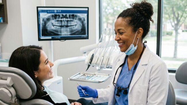 A general dentist with her patient